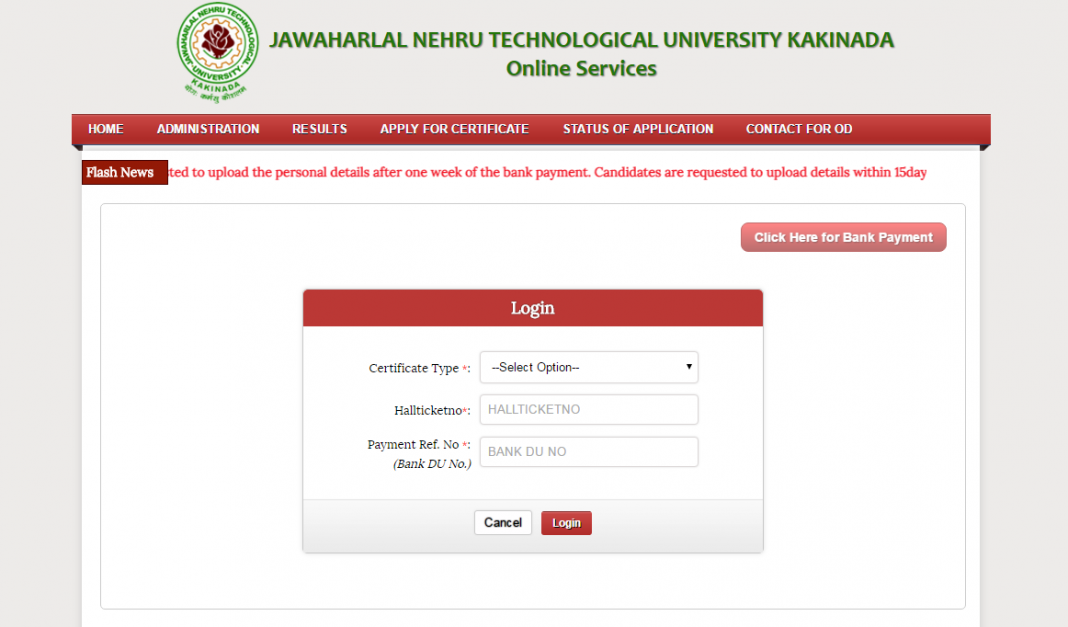 Process to apply JNTUK OD Application & JNTU Kakinada Original Degree ...